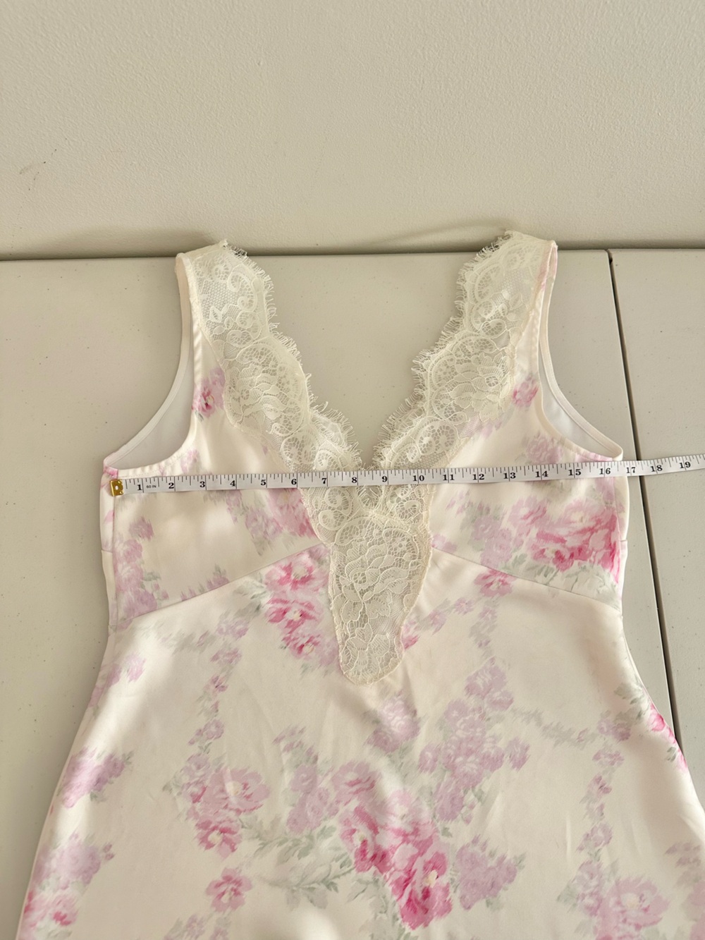 LOVESHACKFANCY Serene Slip Dress Vanilla Sorbet Medium Floral Lace Trim Romantic - Picture 7 of 8